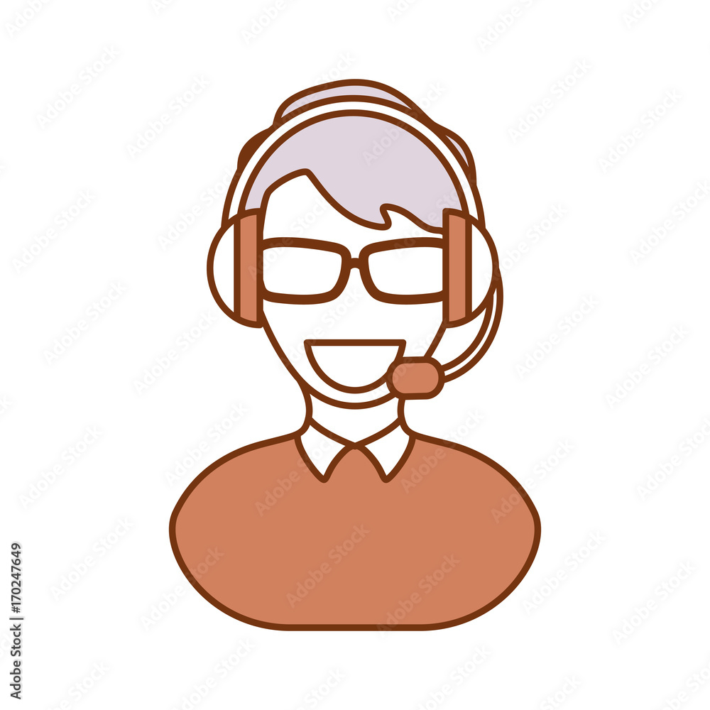 colorful  man call center over white background vector illustration