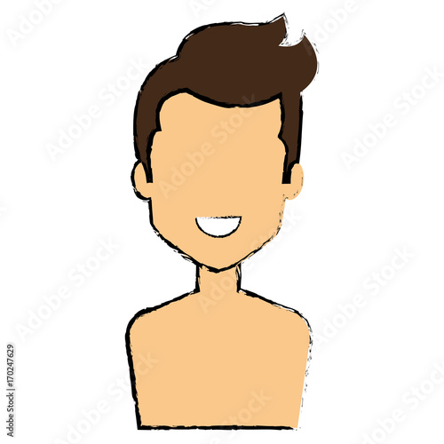 young man shirtless avatar character vector illustration design