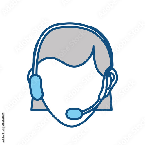 colorful face woman call center over white background vector illustration