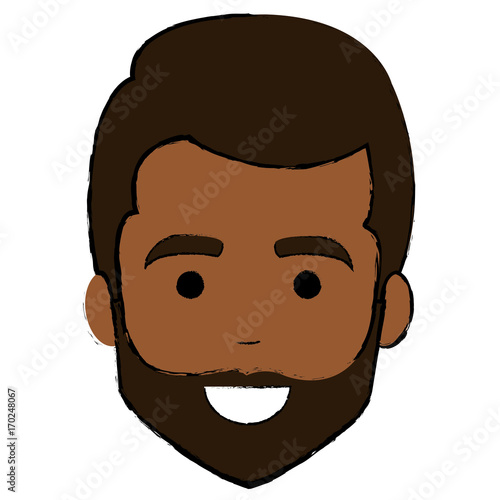 young man black head avatar character vector illustration design