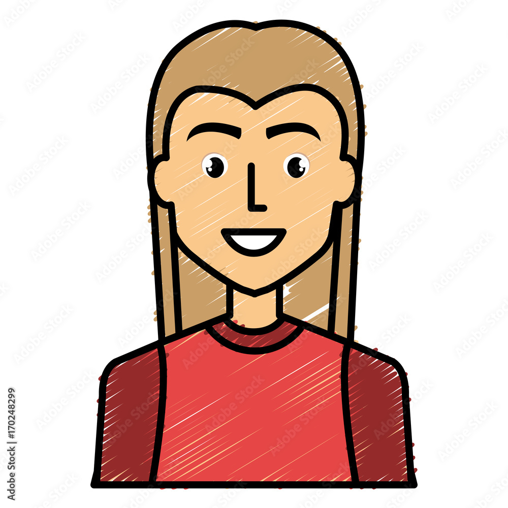 young man head with long hair avatar character vector illustration design