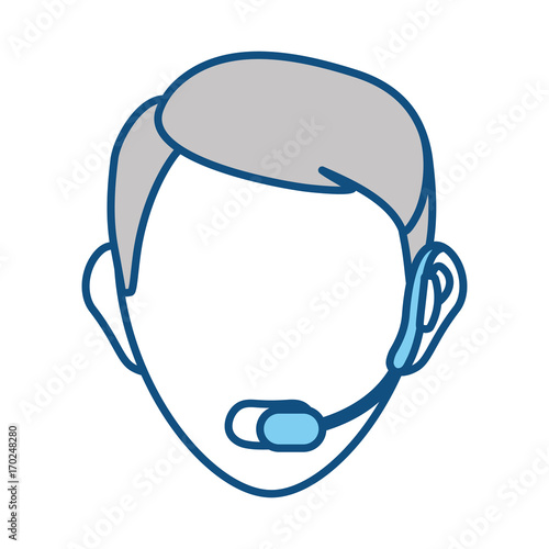 colorful face man call center over white background vector illustration
