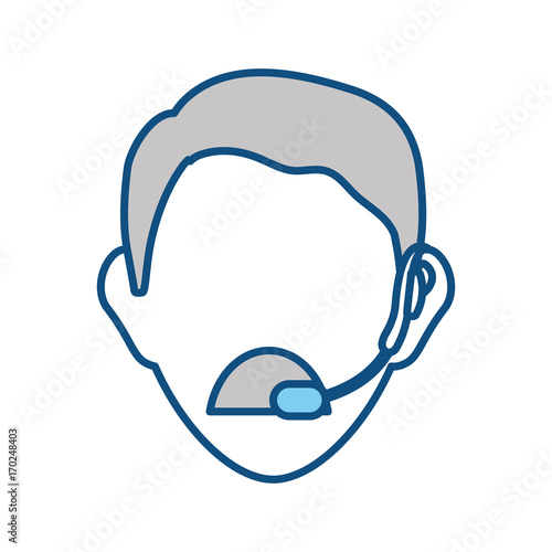colorful face  man call center over white background vector illustration