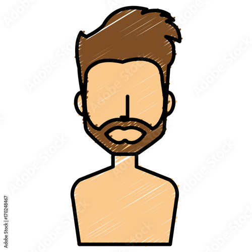 young man shirtless avatar character vector illustration design