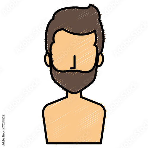 young man shirtless avatar character vector illustration design
