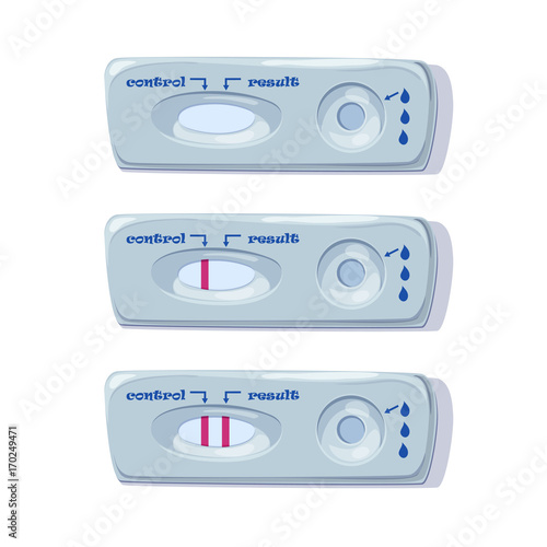 Pregnancy Tests Set. Positive and Negative Result. Examination test pregnant woman. Vector