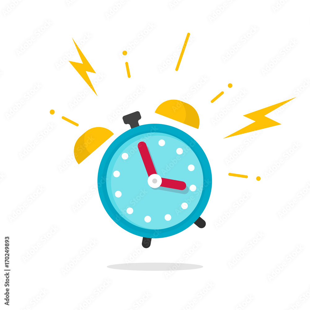 Alarm ringing icon vector illustration, flat carton alarm clock bells sound  isolated on white Stock Vector | Adobe Stock