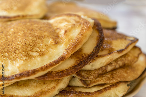 close up of pancakes on a plate