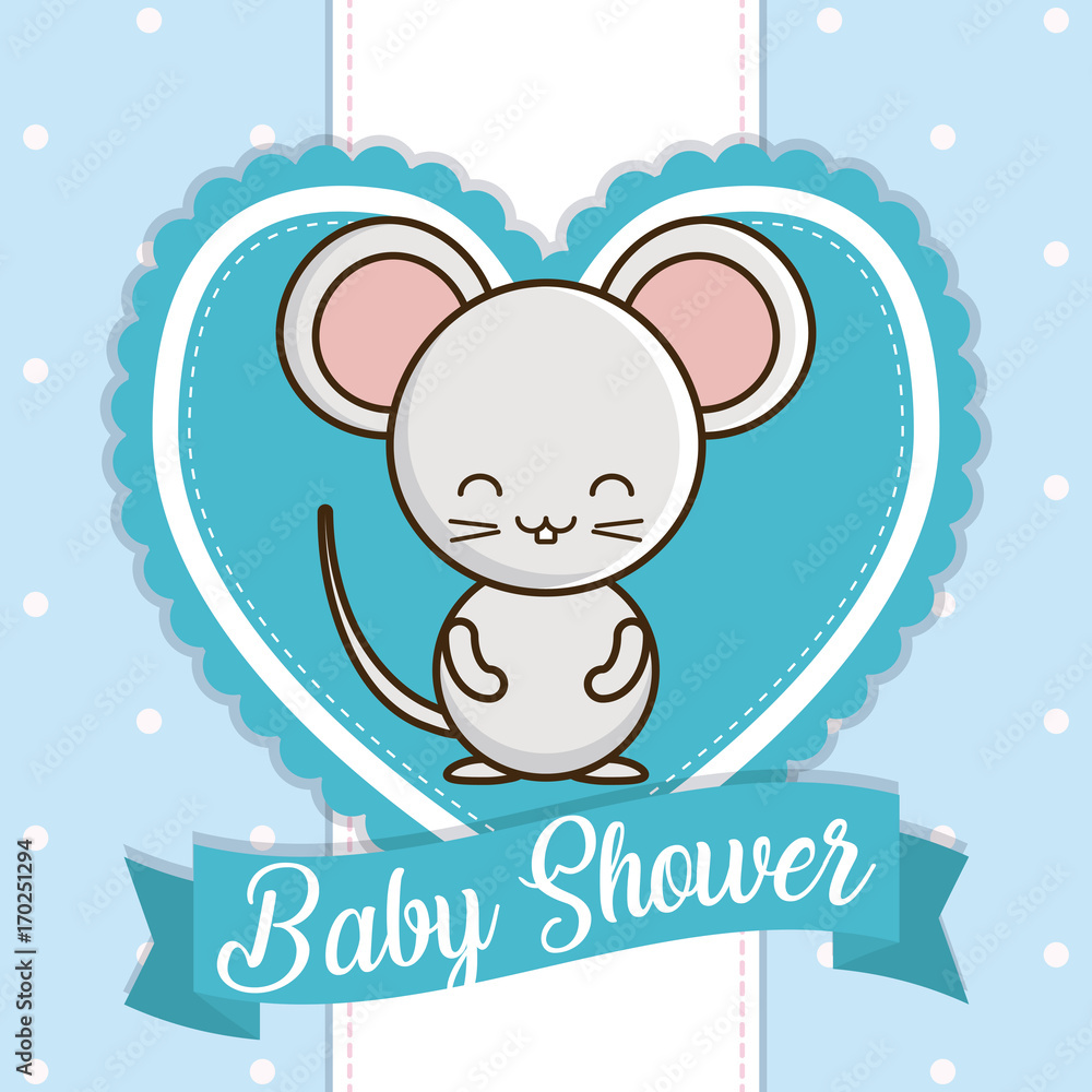 baby shower card with cute mouse icon over blue background colorful design vector illustration baby shower card with cute mouse icon over blue background colorful design vector illustration