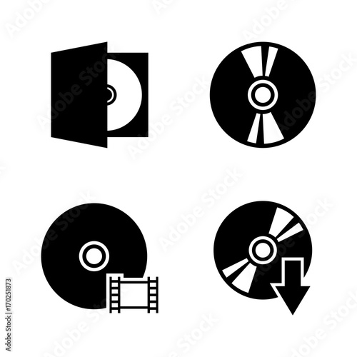 Compact disk. Simple Related Vector Icons Set for Video, Mobile Apps, Web Sites, Print Projects and Your Design. Black Flat Illustration on White Background.