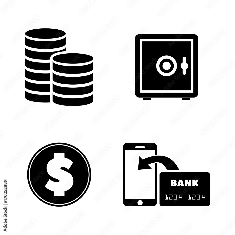 Money. Simple Related Vector Icons Set for Video, Mobile Apps, Web Sites, Print Projects and Your Design. Black Flat Illustration on White Background. Money. Simple Related Vector Icons Set for Video, Mobile Apps, Web Sites, Print Projects and Your Design. Black Flat Illustration on White Background.