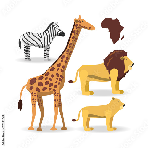 animals of african safari over white background colorful design vector illustration