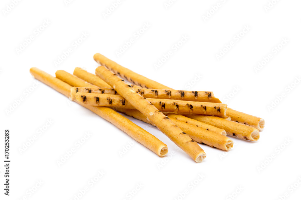 Salty cracker pretzel sticks isolated on white background Salty cracker pretzel sticks isolated on white background