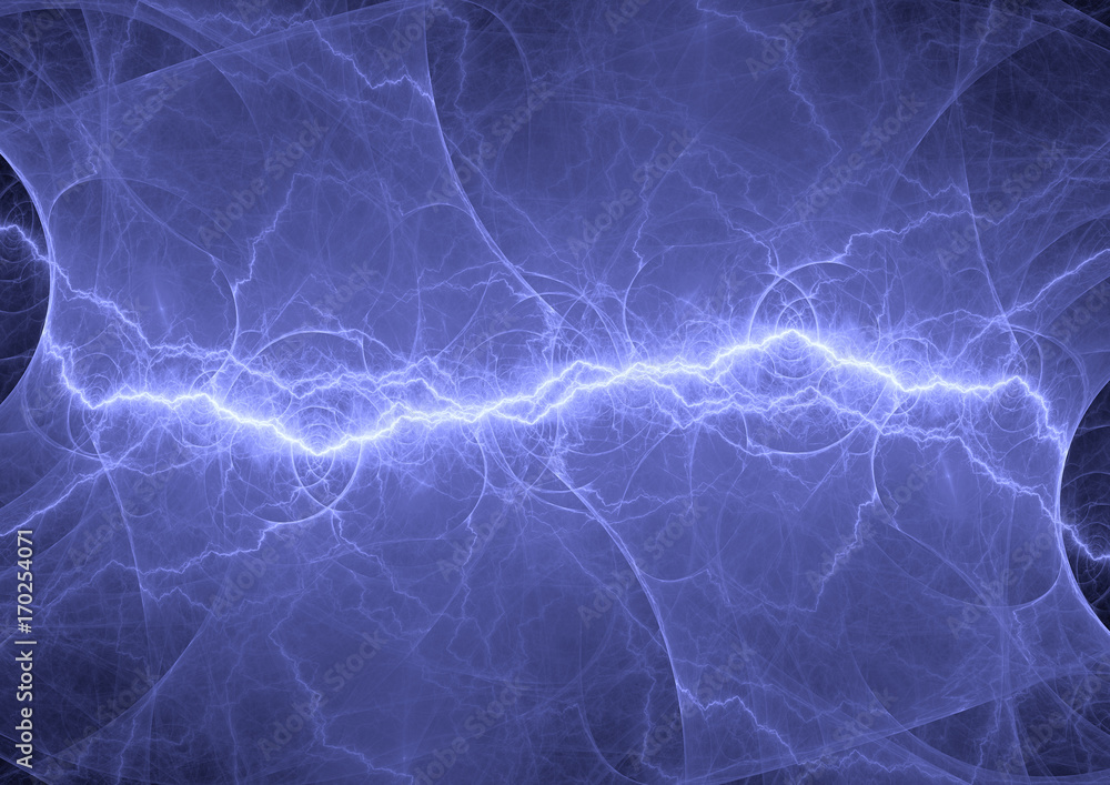 Fototapeta premium Blue electrical lightning, abstract plasma background