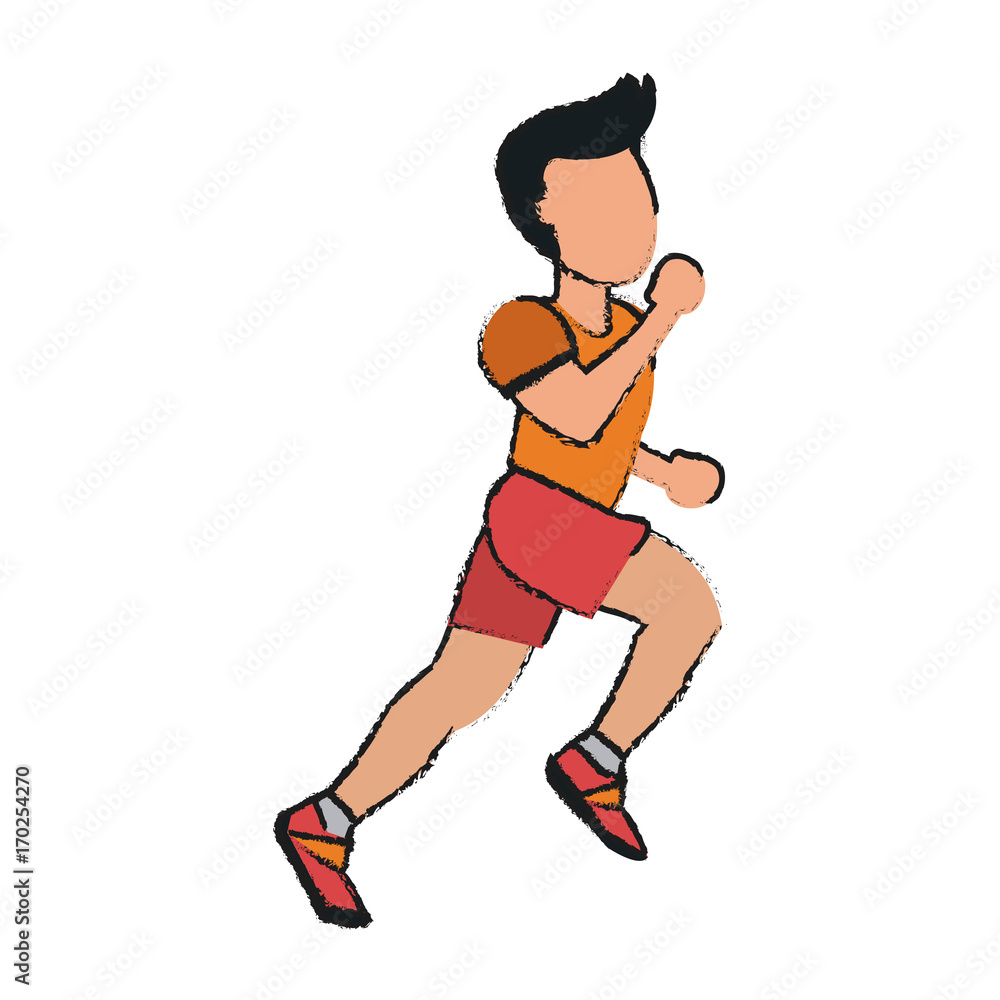 Man running of athlete training and fitness theme Isolated design Vector illustration