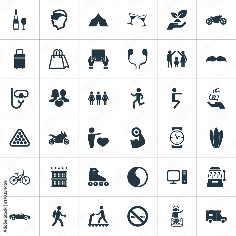 Vector Illustration Set Of Simple Health Icons. Elements Ballance