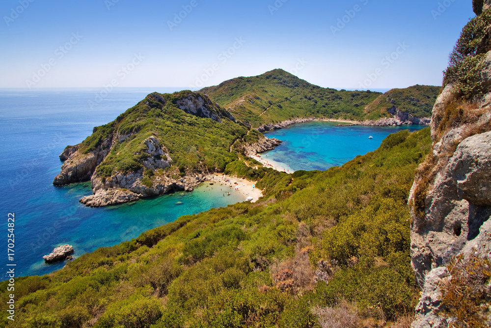 wonderful beach porto timoni near agios stefanos, corfu island, greece