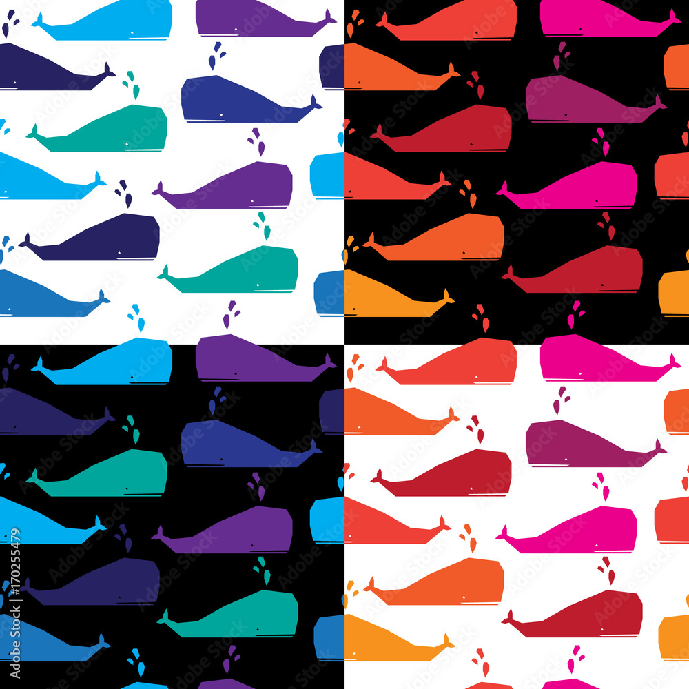 Seamless pattern with whales. Vector background. Seamless pattern with whales. Vector background.