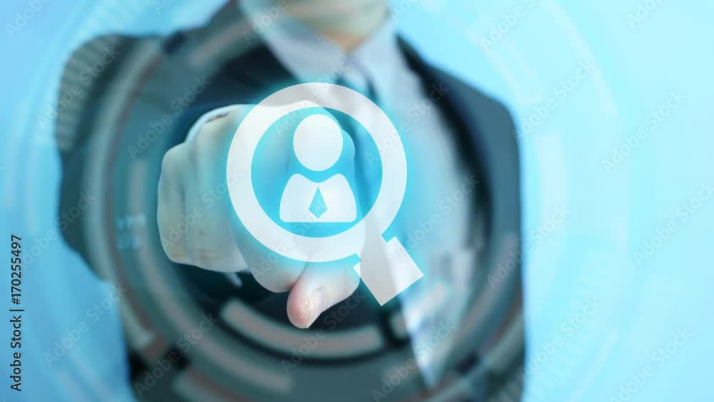 video of business man touch hr icon video of business man touch hr icon