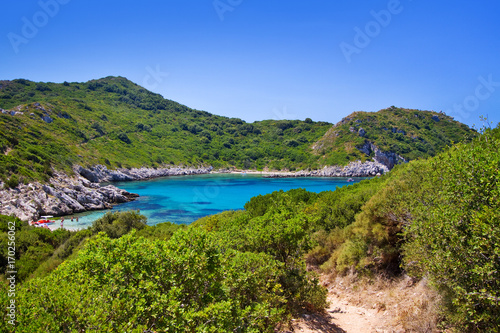 beautiful bay near agios stefanos, porto timoni, cofru island, greece