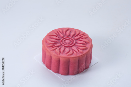 Mid-Autumn Festival moon cake on white background.