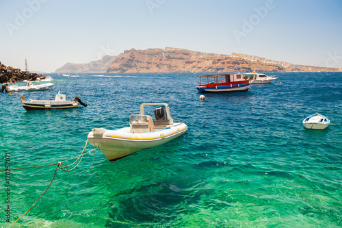Boats in the port of Santorini island, Greece © smallredgirl