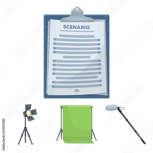 Hromakey, script and other equipment. Making movies set collection icons in cartoon style vector symbol stock illustration web.