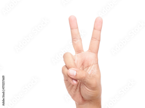 Canvas Print hand showing peace sign or victory sign