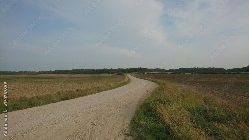 View of country road in Lithuania. Landscape. View of country road in Lithuania. Landscape.