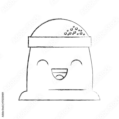 cartoon sack flour bakery kawaii vector illustration