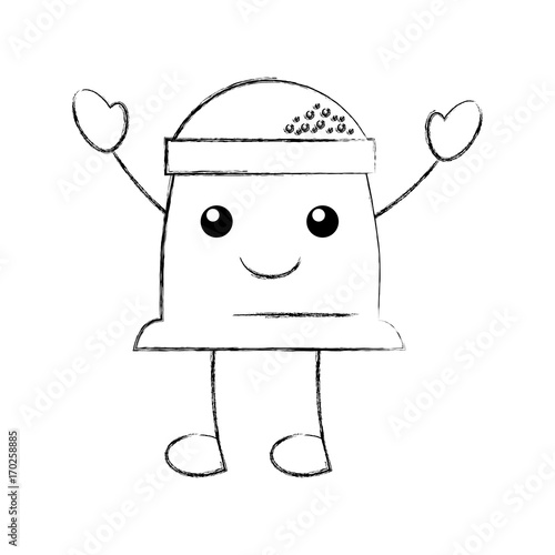 cartoon sack flour bakery kawaii vector illustration