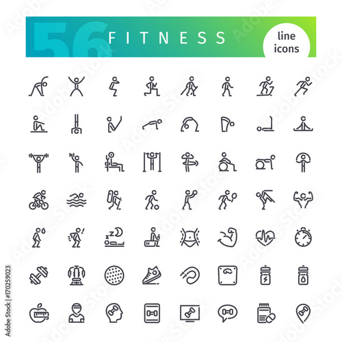 Fitness Line Icons Set