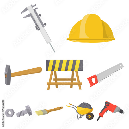 Build and repair set icons in cartoon style. Big collection of build and repair vector symbol stock illustration