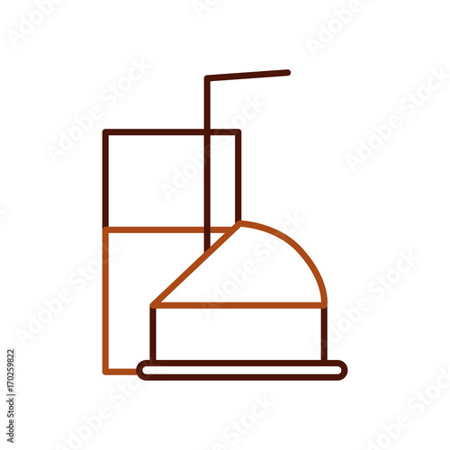 cake and glass milk straw breakfast vector illustration