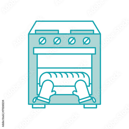 baking bread in the oven kitchen homework vector illustration