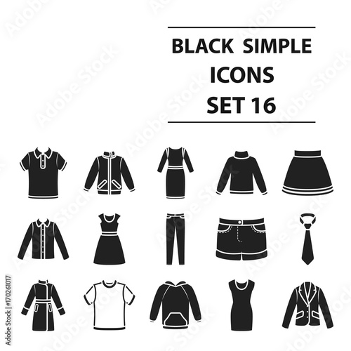Clothes set icons in black style. Big collection clothes vector symbol stock illustration