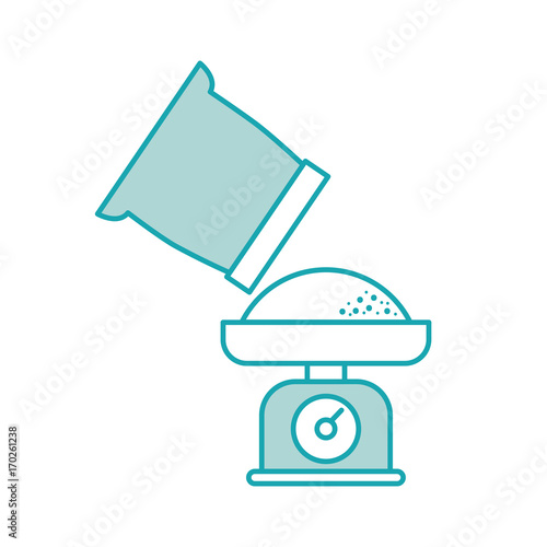 weight scale and flour sack cooking food bakery vector illustration