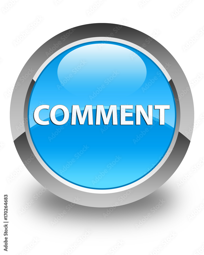 Comment glossy cyan blue round button Comment glossy cyan blue round button