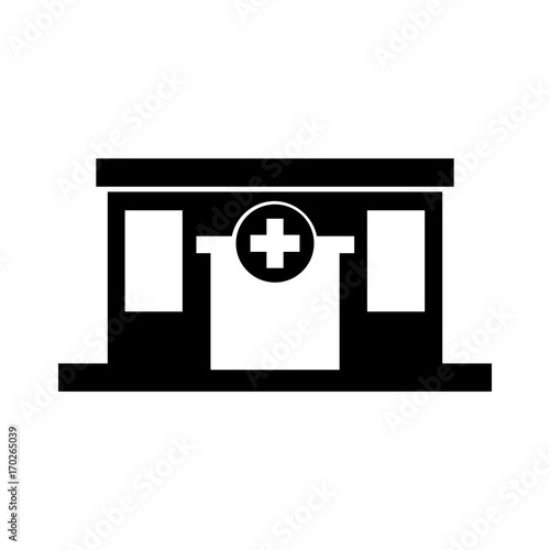 hospital building medical center front view icon illustration