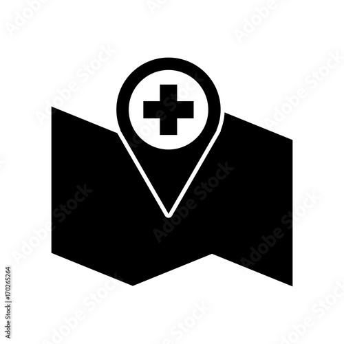 hospital pharmacy pointer on map location icon vector illustration