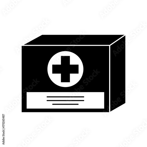 cardboard box medicine equipment supply icon vector illustration