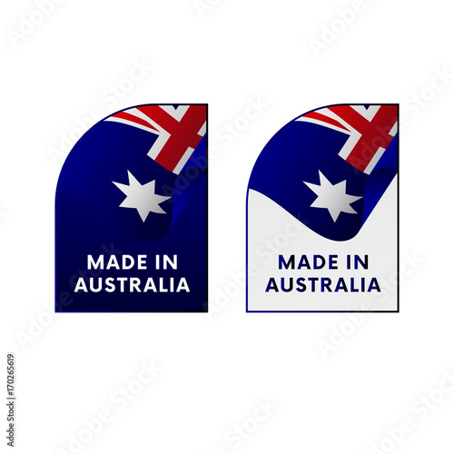 Stickers Made in Australia. Vector illustration.