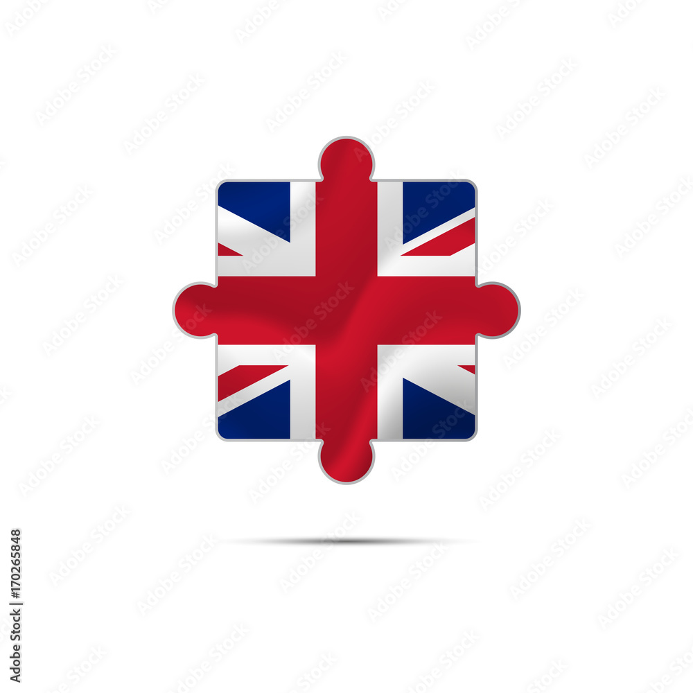 Isolated piece of puzzle with the Great Britain flag. Vector illustration.