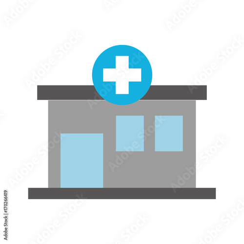 hospital building medical center front view icon illustration