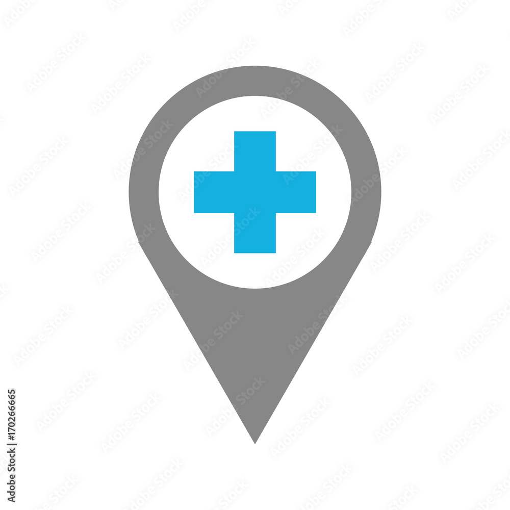 map pointer icon qith cross hospital symbol position vector illustration map pointer icon qith cross hospital symbol position vector illustration