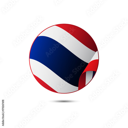 Thailand flag button with shadow on a white background. Vector illustration.