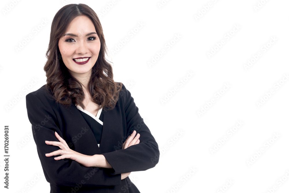 Portrait of business woman with copyspace isolated on white background Portrait of business woman with copyspace isolated on white background