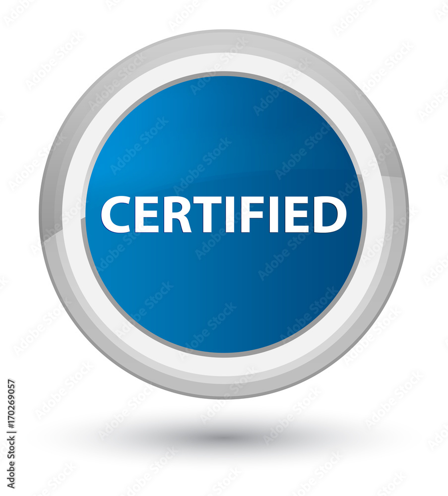 Certified prime blue round button Certified prime blue round button
