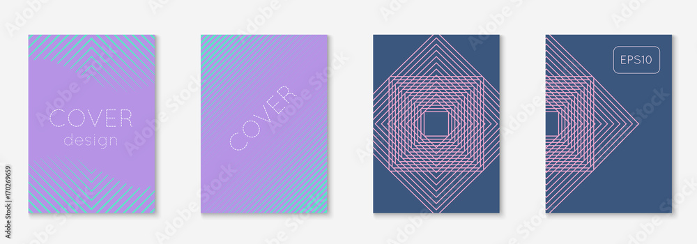 Abstract covers set. Minimal trendy vector with halftone gradients. Geometric future template for flyer, poster, brochure and invitation. Minimalistic colorful cover. Abstract shapes illustration.