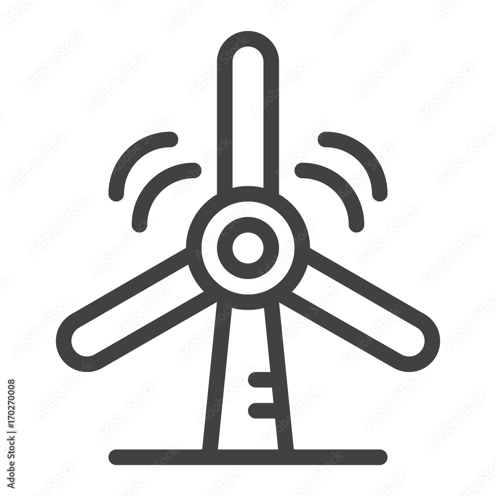Wind turbine line icon, outline vector sign, linear style pictogram isolated on white. Symbol, logo illustration. Editable stroke. Pixel perfect graphics Wind turbine line icon, outline vector sign, linear style pictogram isolated on white. Symbol, logo illustration. Editable stroke. Pixel perfect graphics